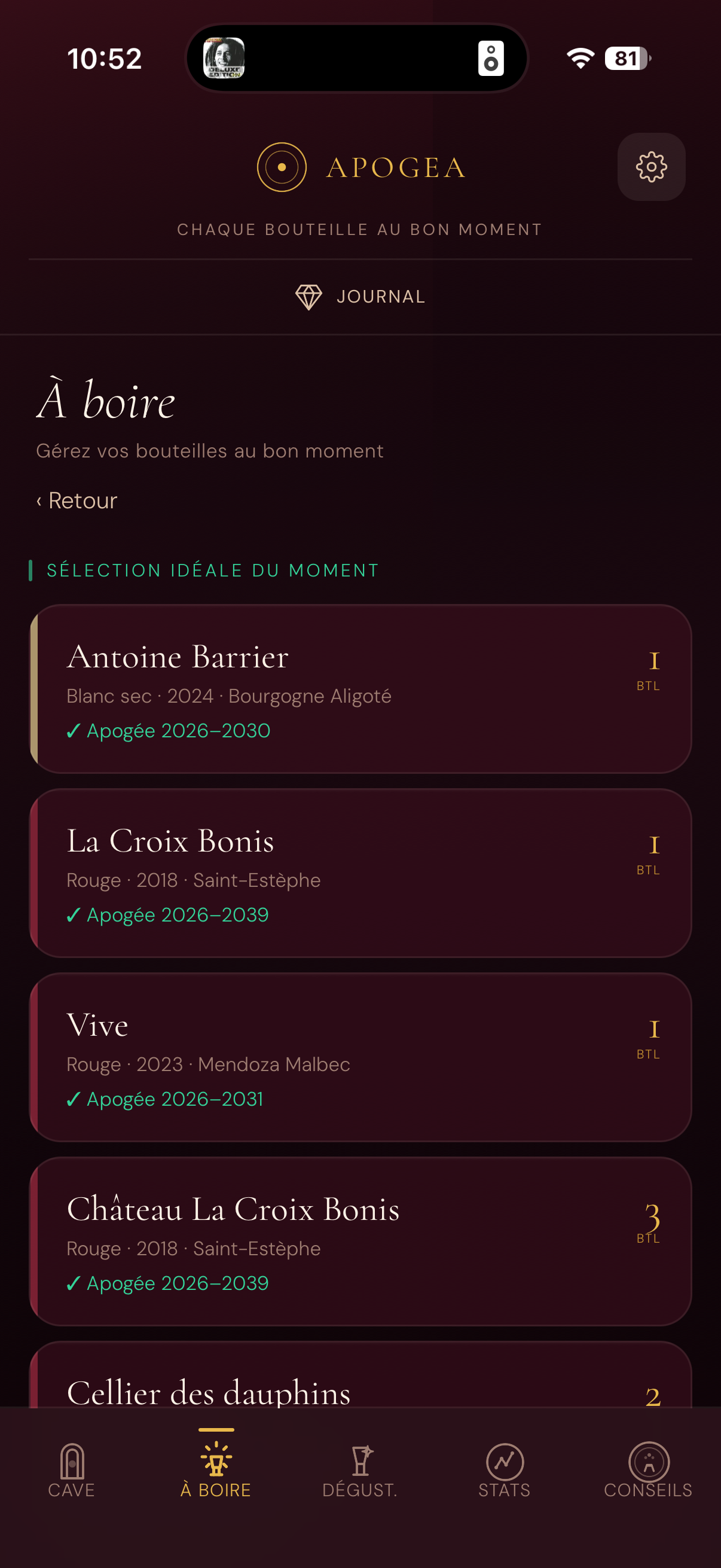 Apogea — À boire